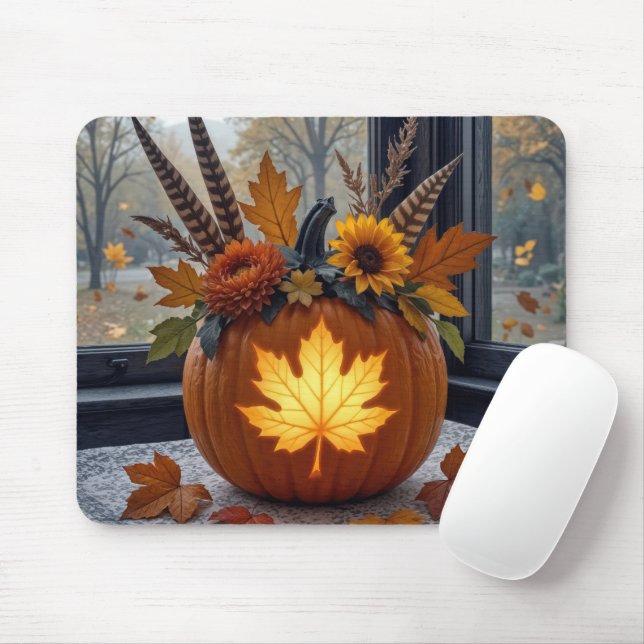 Mousepad Buquê de outono em abóbora laranja (Com mouse)