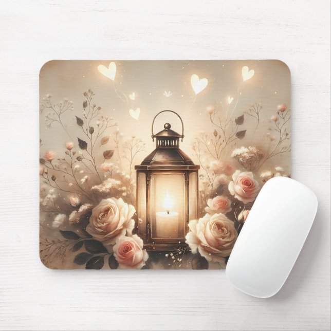 Mousepad Buquê de Rosas com Brilho de Lanterna (Com mouse)