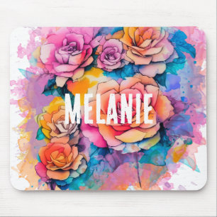 Mousepad Buquê de Rosas Pintadas com Aquarela Moderna Perso