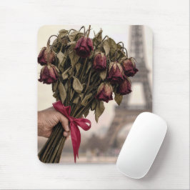 Mousepad Buquê de Rosas Vermelhas Murchas em Paris
