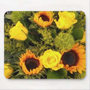 Mousepad Buquê floral dos rosas do girassol do amarelo
