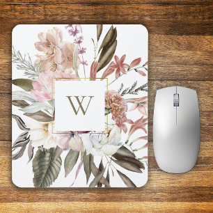 Mousepad Buquê Floral Feminino Russo com Monograma