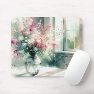 Mousepad Buquê Floral Rosa E Verde