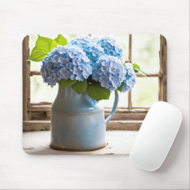 Mousepad Buquê Hydrangea Azul Na Janela