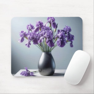 Mousepad Buquê Íris Roxo Em Vaso De Torre