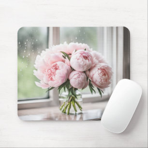 Mousepad Buquê Rosa De Pedônia Em Um Dia De Chuva
