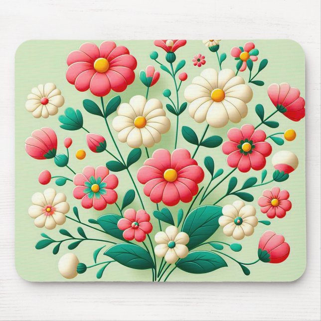 Mousepad Buquê vibrante de flores 3d (Frente)