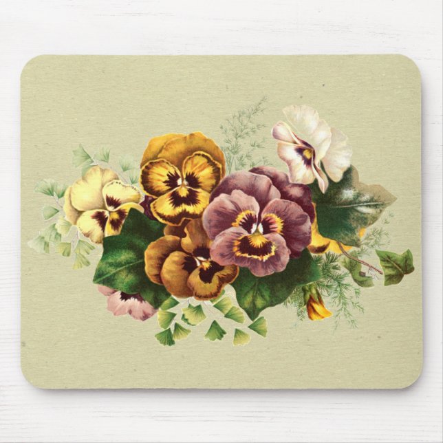 Mousepad Buquê Vintage Pansies (Frente)