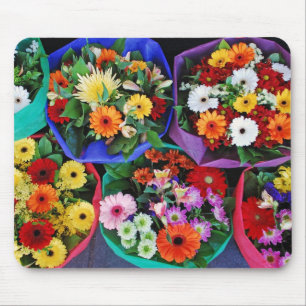 Mousepad Buquês de flores de gerber coloridas