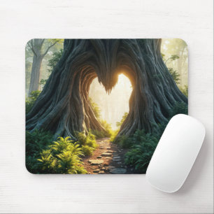 Mousepad Buraco Moldado De Coração No Tronco De Árvore