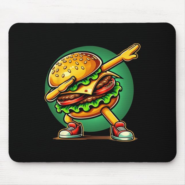 Mousepad Burger Dabbing Dancing Funny Burger Comida Hamburg (Frente)