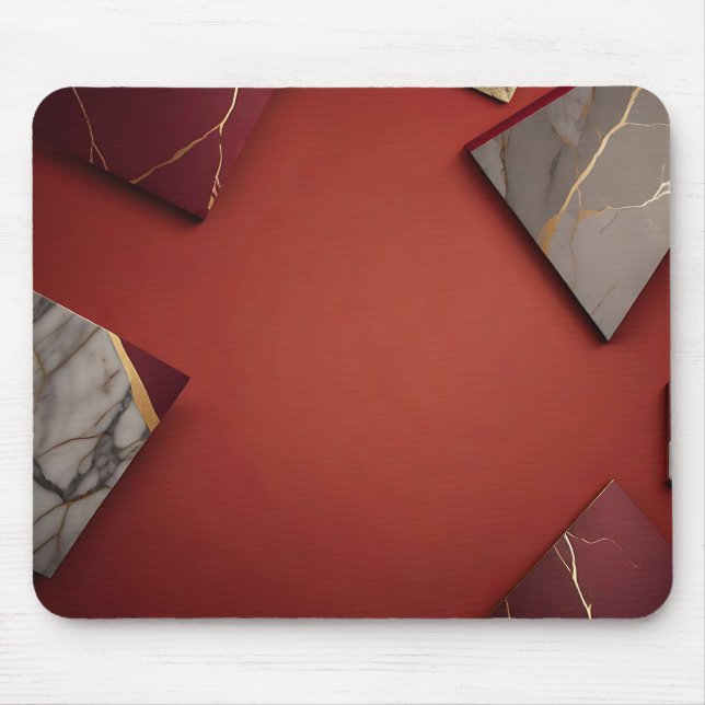 Mousepad Burgundy Marble com Dourado (Frente)
