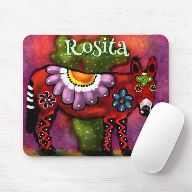 Mousepad Burro Personalizado ao Estilo Talavera do Sudoeste (Com mouse)