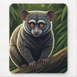 Mousepad Bush Baby Perched on Jungle Branch