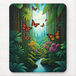 Mousepad Butterflies in a Lush Jungle