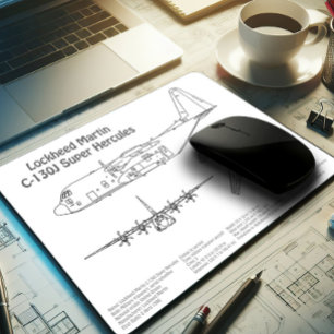 Mousepad C-130 Hércules - Planos de avião para Blueprint AD