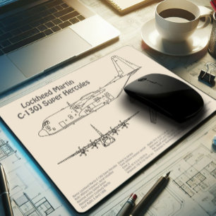 Mousepad C-130 Hércules - Planos de avião para Blueprint AD