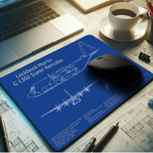 Mousepad C-130 Hércules - Planos de avião para Blueprint AD
