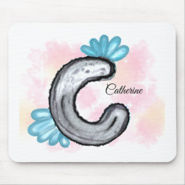 Mousepad C em Aquarela Floral Azul