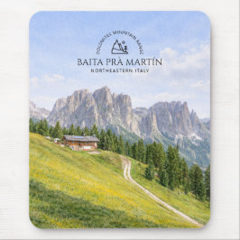 Mousepad Cabana Alpina nos Dolomitas Aquarela Paisagem Natu