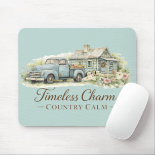 Mousepad Cabana Caminhão Azul Vintage Flor Silvestre Calma