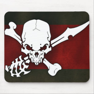 Mousepad cabeça branca do crânio com fundo transversal do