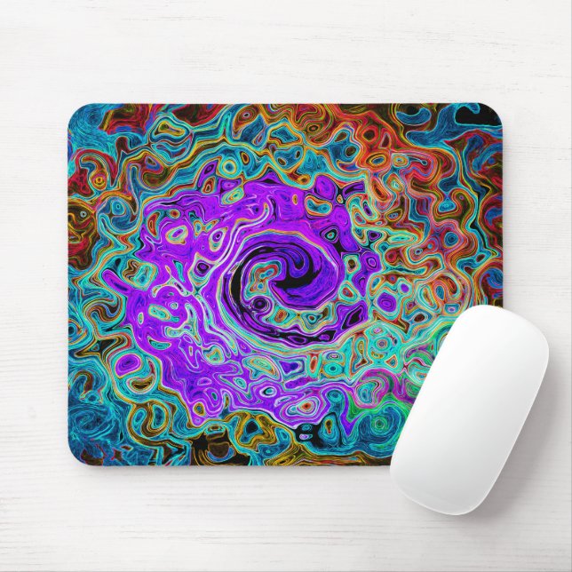 Mousepad Cabeça Colorida Púrpura Abstrato Retro Líquido (Com mouse)