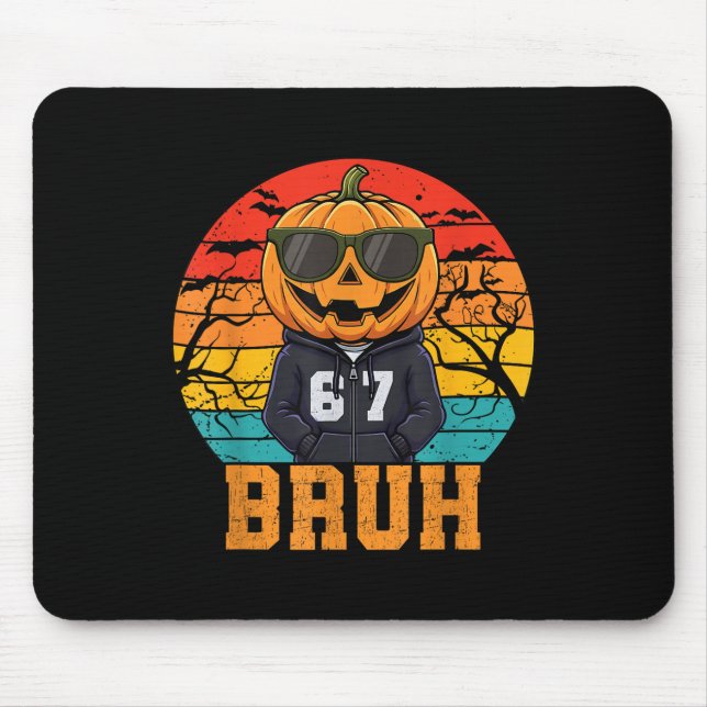 Mousepad Cabeça de Abóbora Legal Bruh Meme de Halloween Eng (Frente)