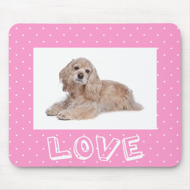 Mousepad Cabeça de Bolinhas Rosa De Cocker Spaniel Puppy (Frente)