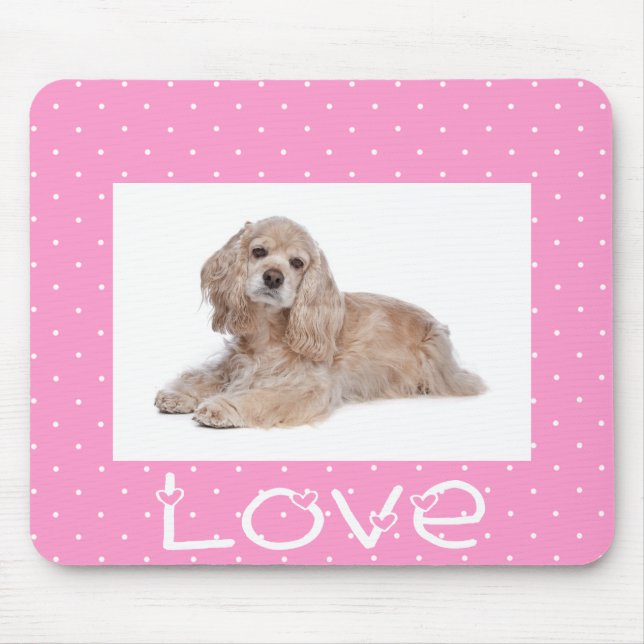 Mousepad Cabeça de Bolinhas Rosa De Cocker Spaniel Puppy (Frente)
