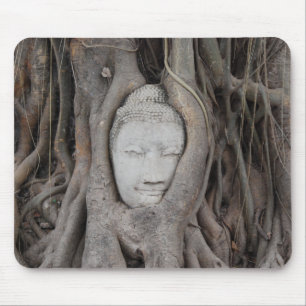 Mousepad Cabeça de Buda da Tailândia cercada por árvores