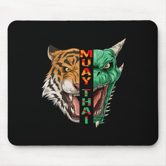 Mousepad Cabeça de Dragão e Tigre - Presente de Muay Thai e (Frente)