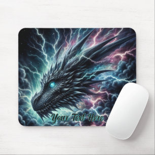 Mousepad Cabeça de Dragão em uma tempestade com raios