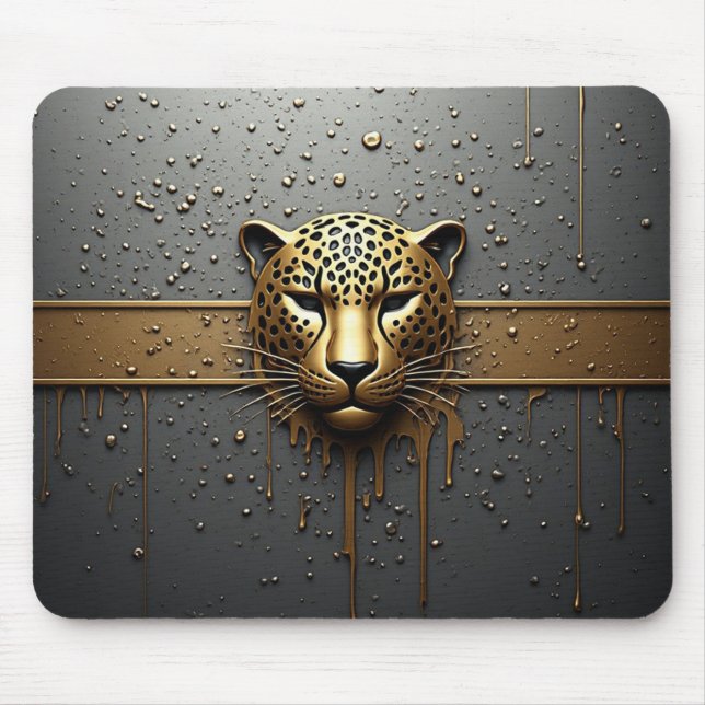 Mousepad Cabeça de Leopardo Dourado com Estilo de Gotejamen (Frente)