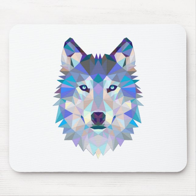 Mousepad Cabeça de lobo geométrico poligonal (Frente)