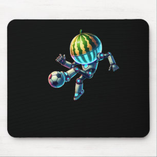 Mousepad Cabeça de Melancia Robô Futebol Driblando Chute