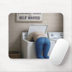 Mousepad Cabeça de mulher curta em uma máquina de lavar