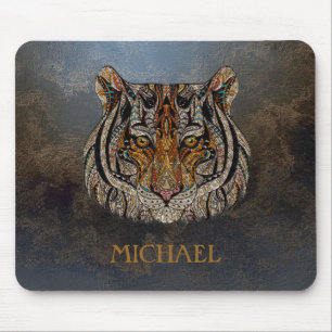 Mousepad Cabeça de Tigre, Rosto, Aparência de Couro