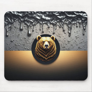 Mousepad Cabeça de Urso Dourado Com Metal Derramando 🐻