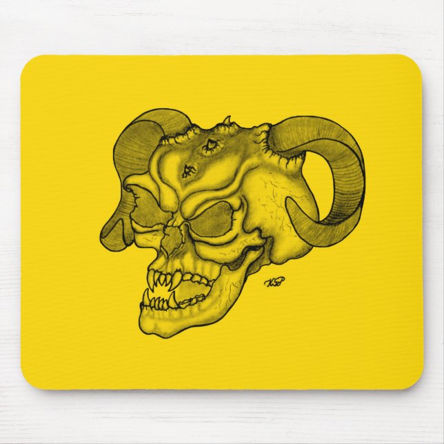 Mousepad Cabeça do diabo preto e Design amarelo (Frente)