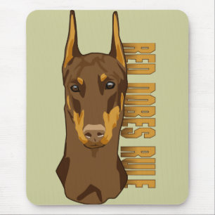 Mousepad Cabeça do Doberman, regra vermelha de Dobes