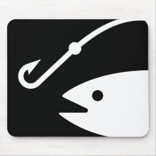 Mousepad Cabeça e gancho dos peixes - preto e branco