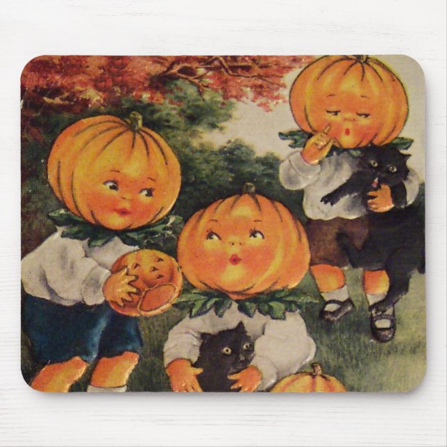 Mousepad Cabeças de Bomba (Cartão Vintage Halloween) (Frente)