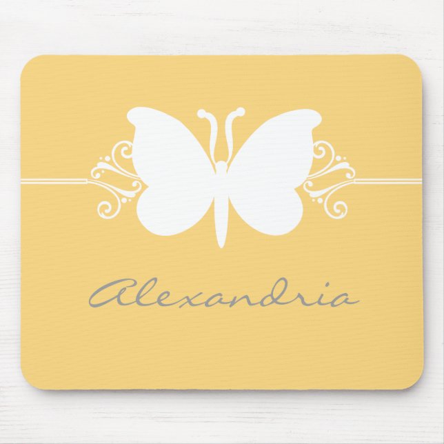 Mousepad Cabeçote de Borboletas Amarelas Suaves (Frente)
