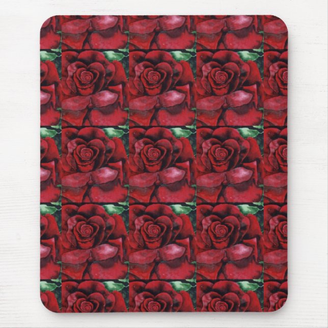 Mousepad Cabeçote Floral "Vermelho, Vermelho, Rosa" (Frente)