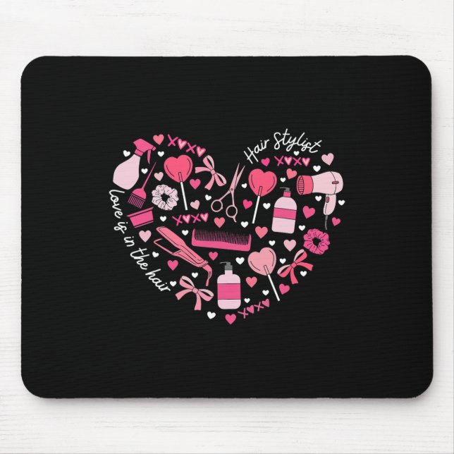 Mousepad Cabelereiro Dia dos Namorados Coração Cabeleireiro (Frente)