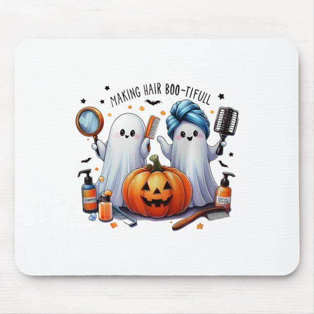 Mousepad Cabelo do fazer Bootizado Halloween Stylist Ghost (Frente)
