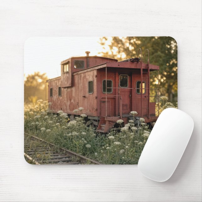 Mousepad Caboose Abandonado em um Campo de Flores Silvestre (Com mouse)