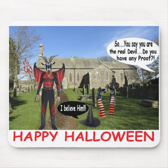 mousepad cabra-do-diabo feliz de halloween (Frente)