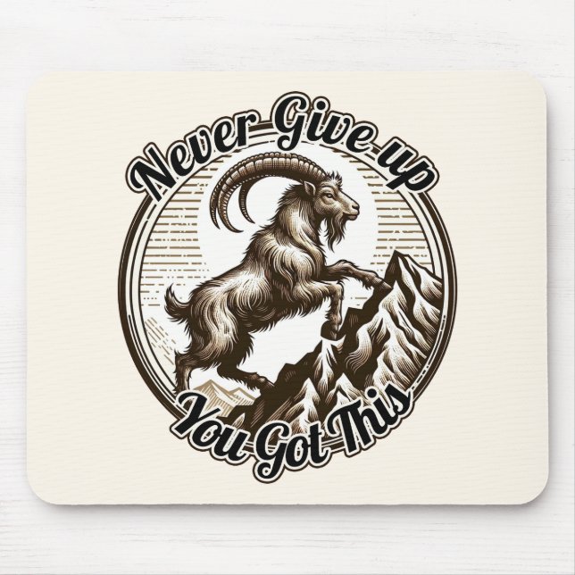 Mousepad Cabra Montanhista Capricórnio Nunca Desista  (Frente)